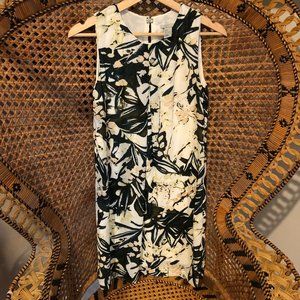 Green Palm Leaves Tropical Sheath Dress Size 4